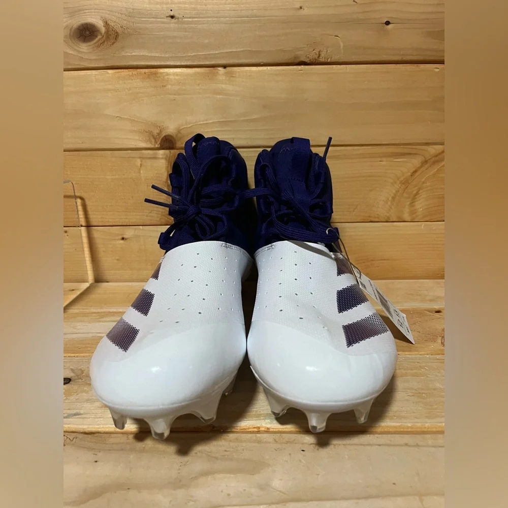 New Adidas ADIZERO Chaos High-Top Football Cleats White/Purple IG3459 Mens 12 - Picture 4 of 9